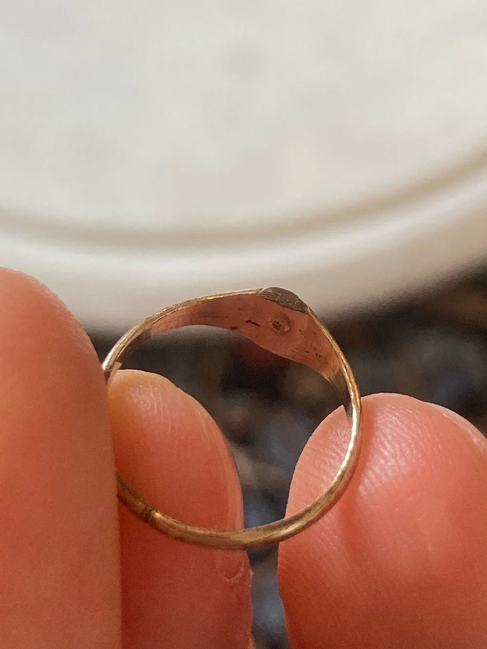 Antique Victorian Turquoise Gold-Filled Ring, Tiny Size, As Is